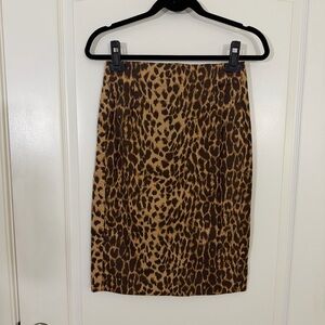 Express Brown Leopard Print Pencil Skirt